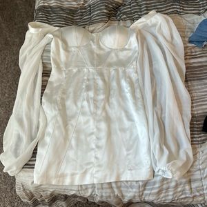 Off the shoulder satin white dress